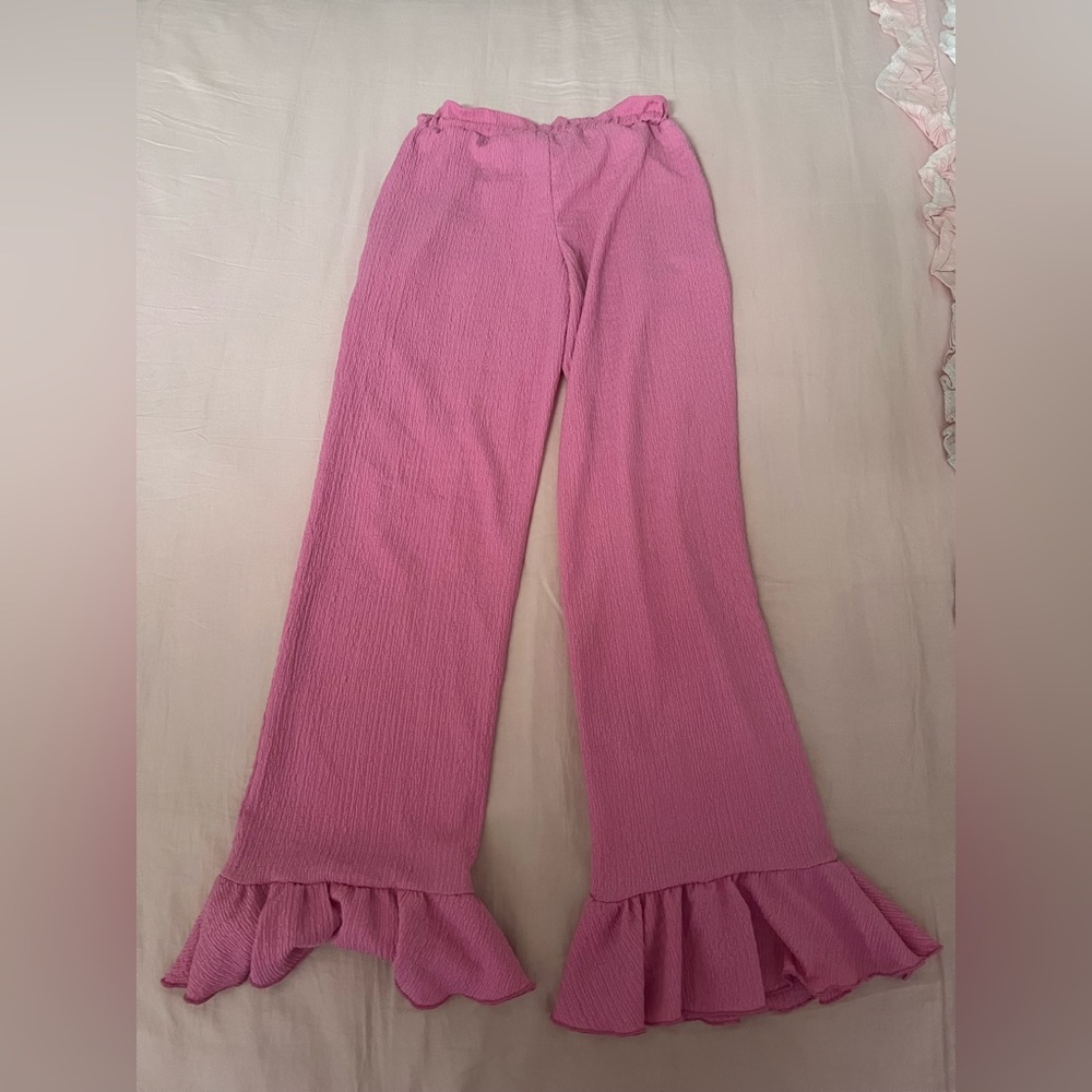 Urban Outfitters Pink Ruffle Hem Pants